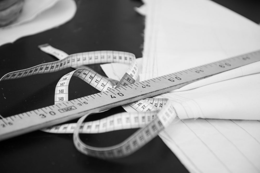 instruments de travail pour la réalisation de robe de mariée sur mesure